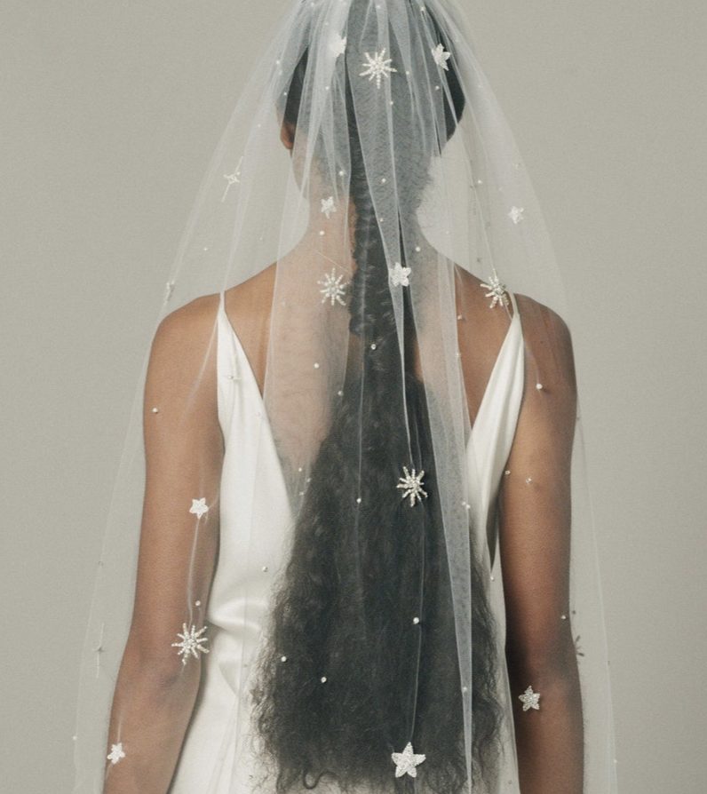 Astra Star Embroidered Cathedral Veil By Ofrenda
