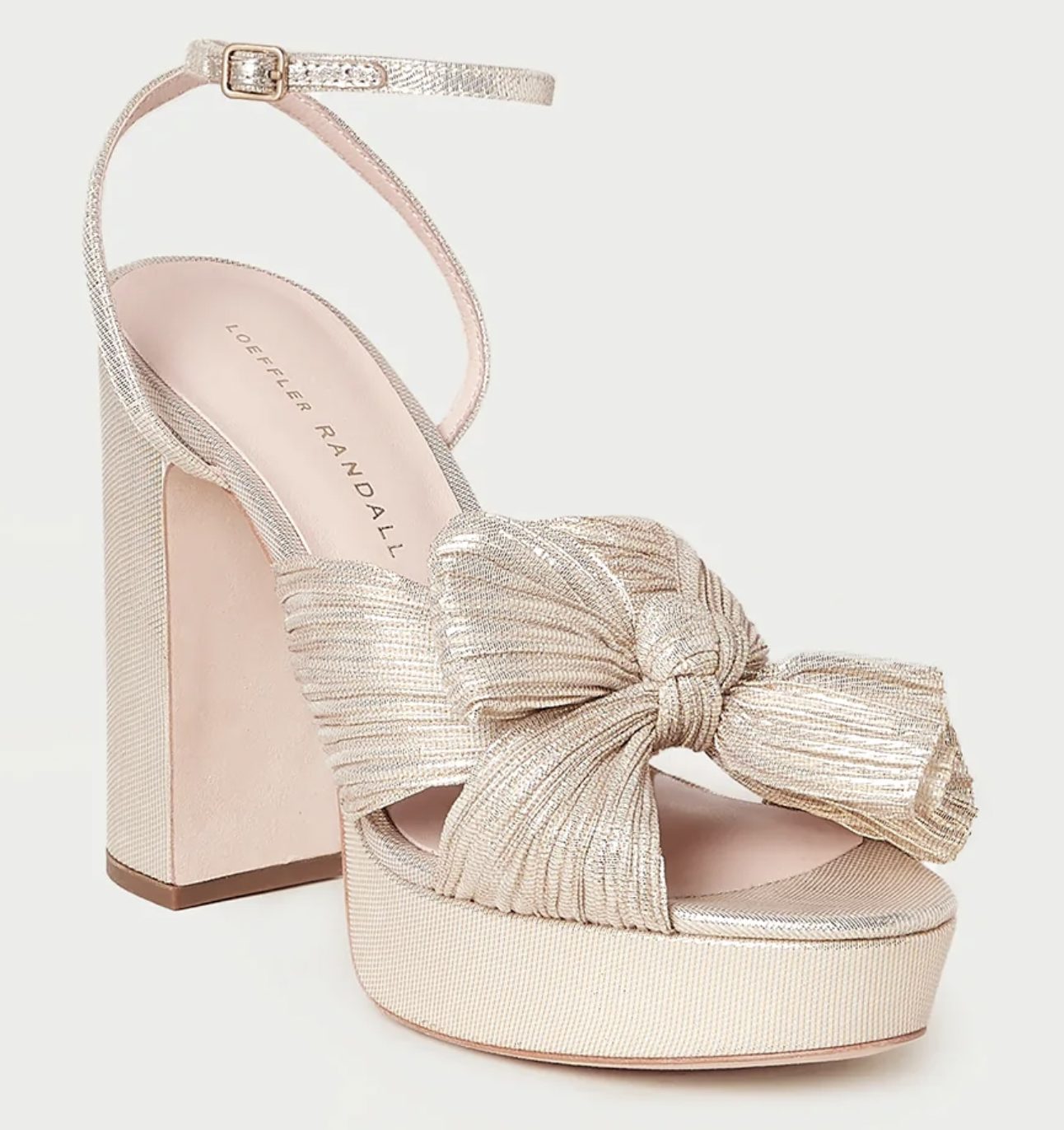 NIB Loeffler Randall Dahlia Sandals in Platinum on sale Rose. Size 5