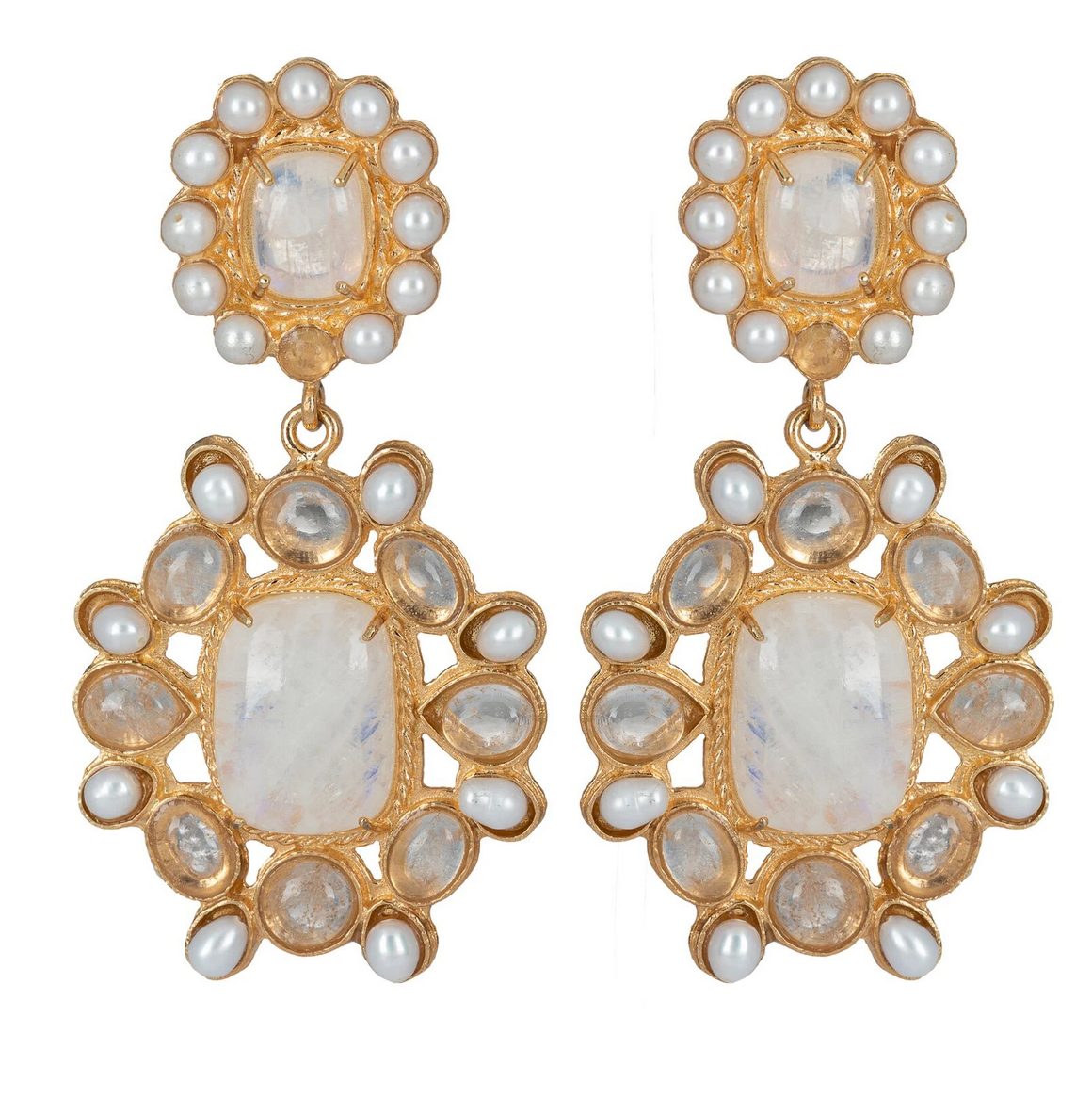Moonstone - pearl Mirabella earrings by Christie Nicolaides