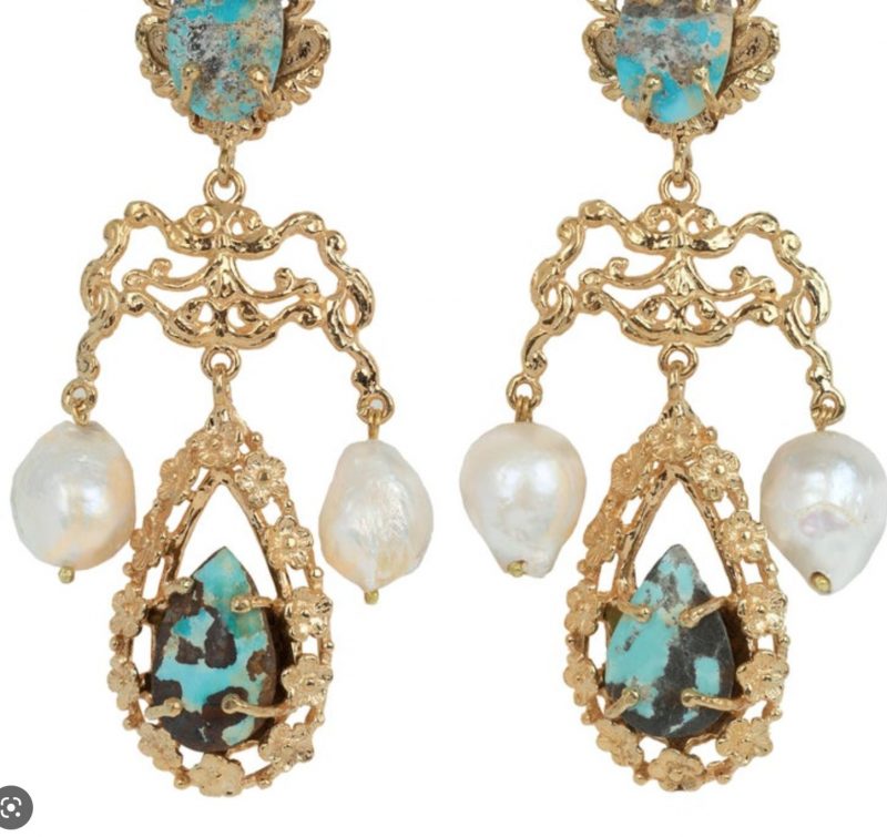 Liliana Turquoise and Pearl Earrings by Christie Nicolaides