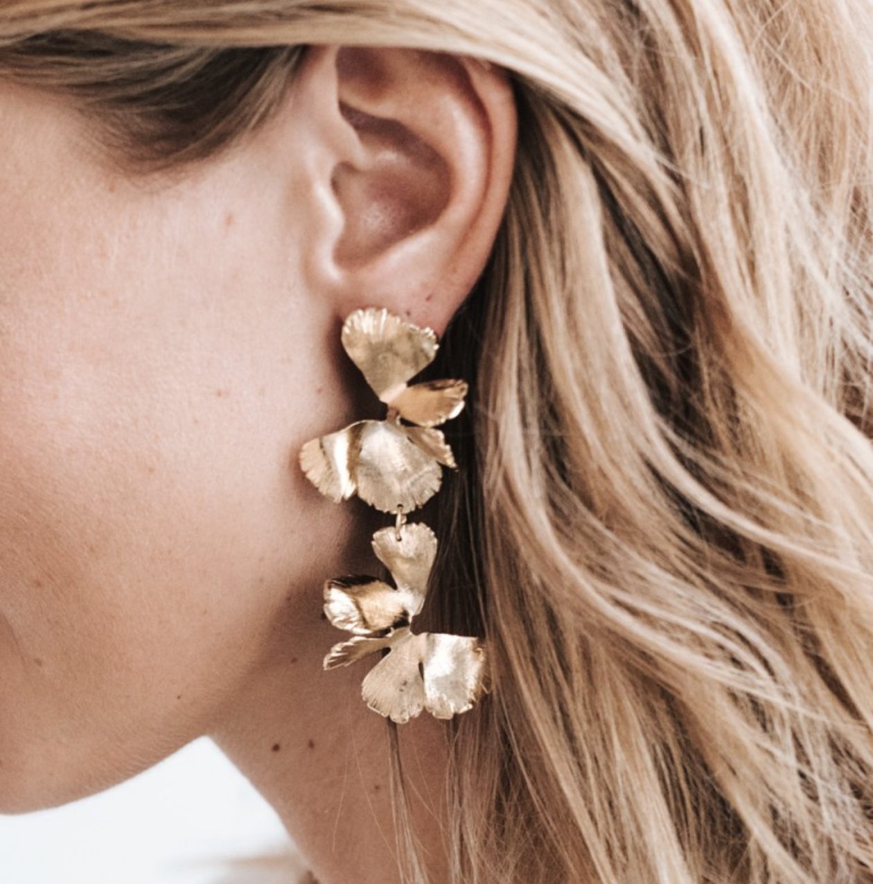 Dune Gold Floral Earrings by Maison Sabben