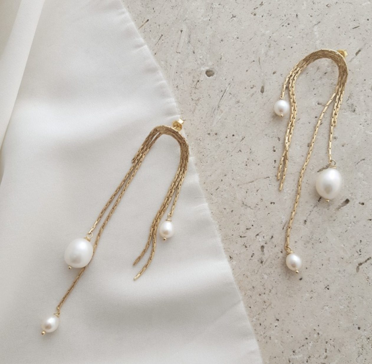Roche, Pearl & Gold Drop Earrings by Maison Sabben