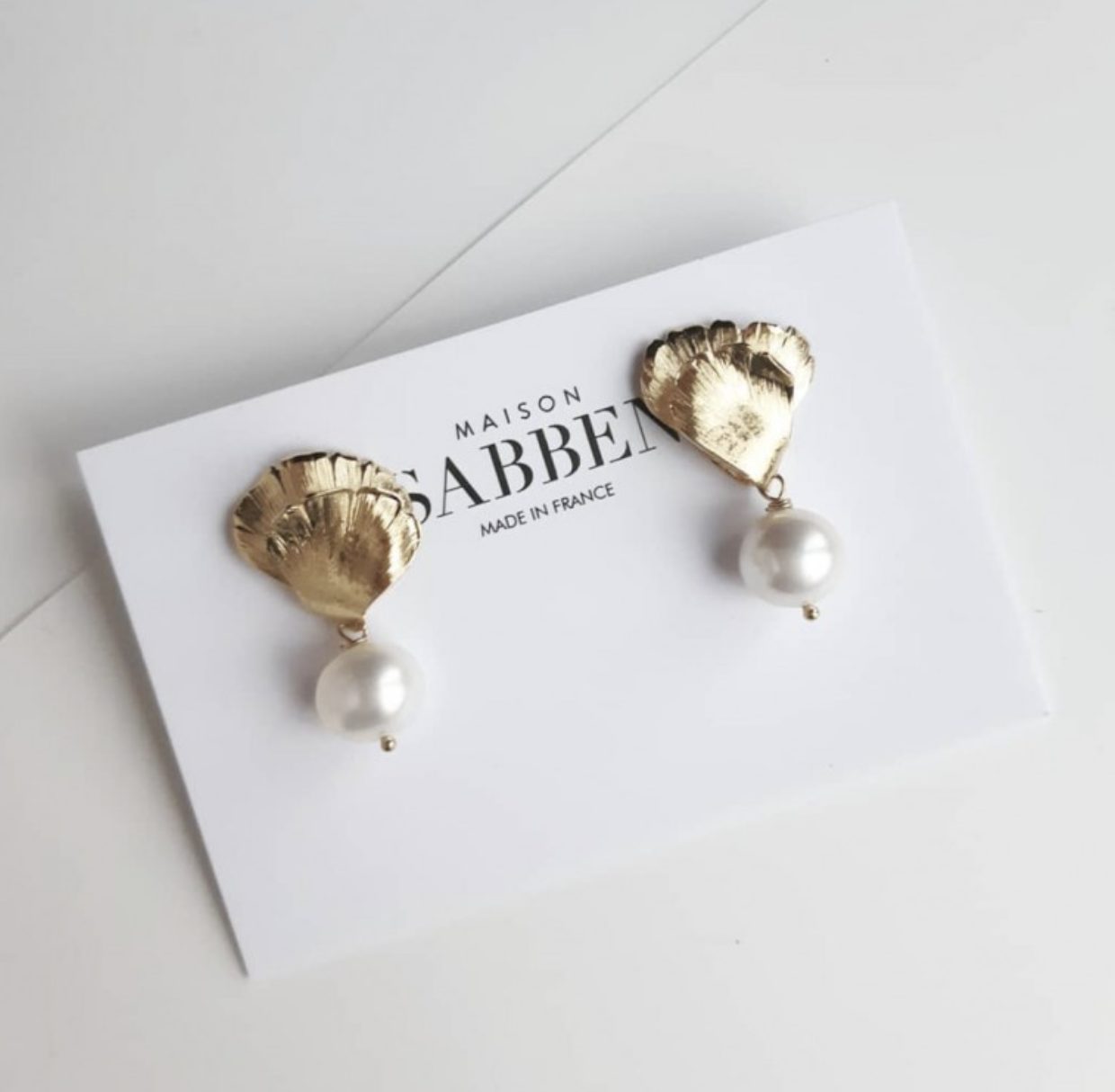 Petals, Gold & Pearl Floral Earrings by Maison Sabben