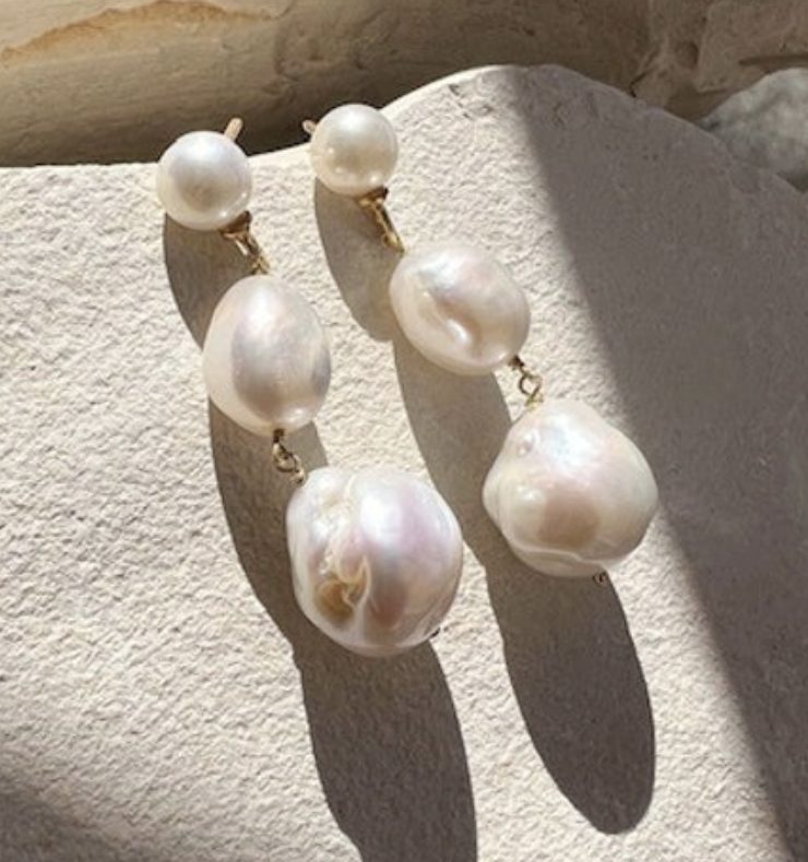 The Tilda Baroque Triple Drop Earrings by Shyla Jewellery