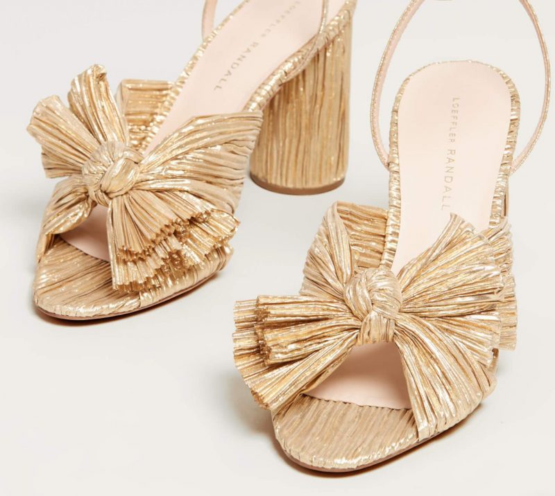 gold-pleated-bow-high-heel-shoes