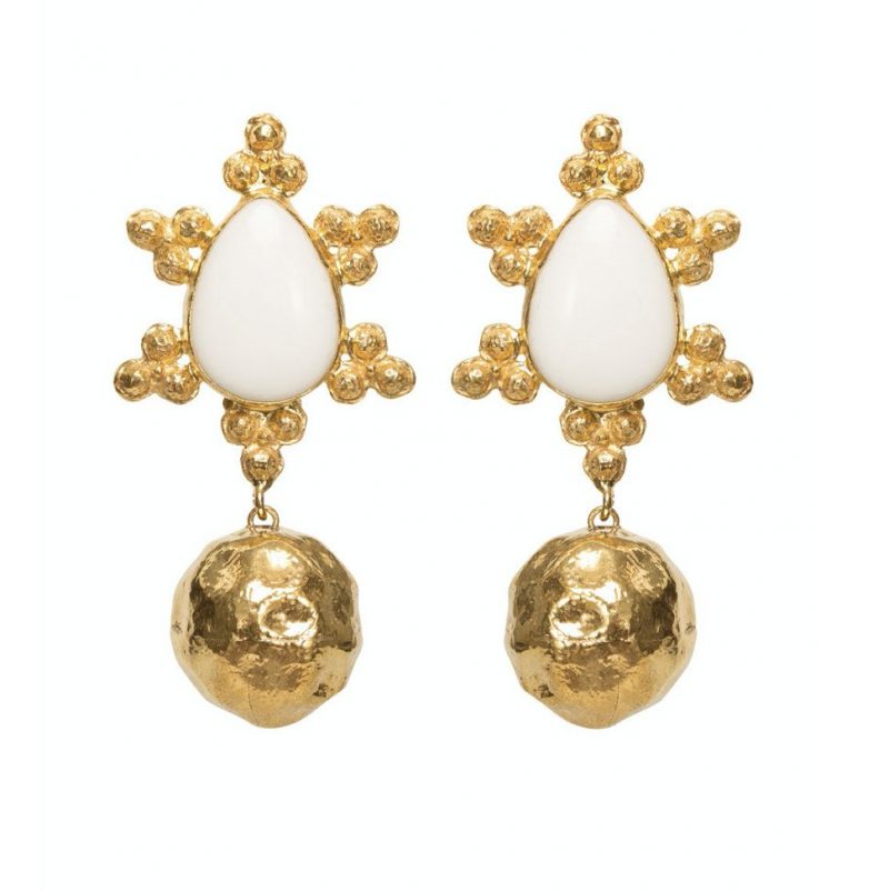 hammered gold statement bridal earrings