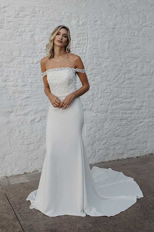 Love Story Bride Bardot Off-Shoulder Wedding Dress